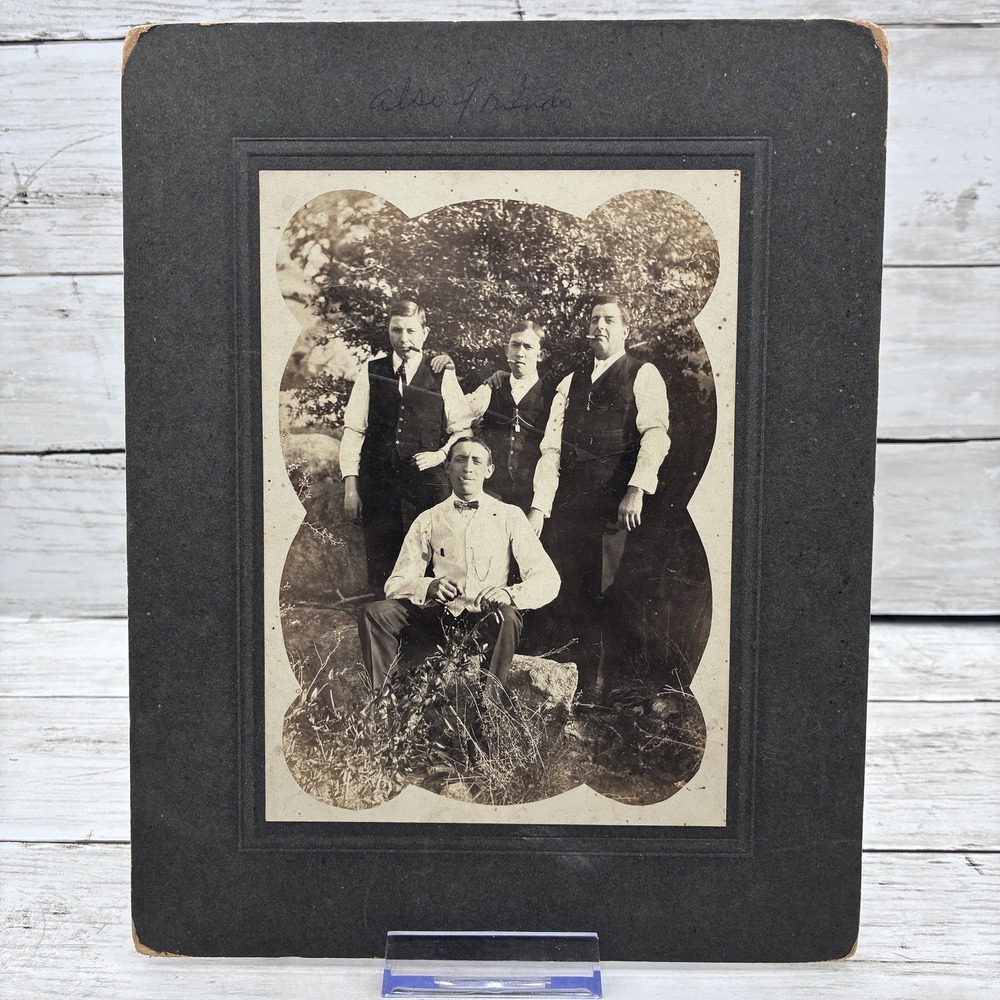 Antique W.L. Hartwick Prescott AZ Cabinet Card Photo 5 Men with Cigars & Pipes